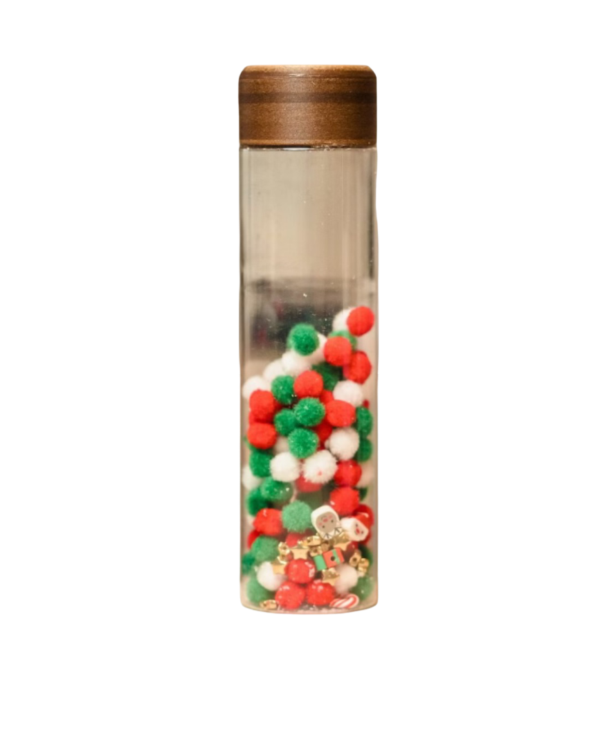 Bouteille sensorielle - Pompons de Noël Ma petite malle d'éveil