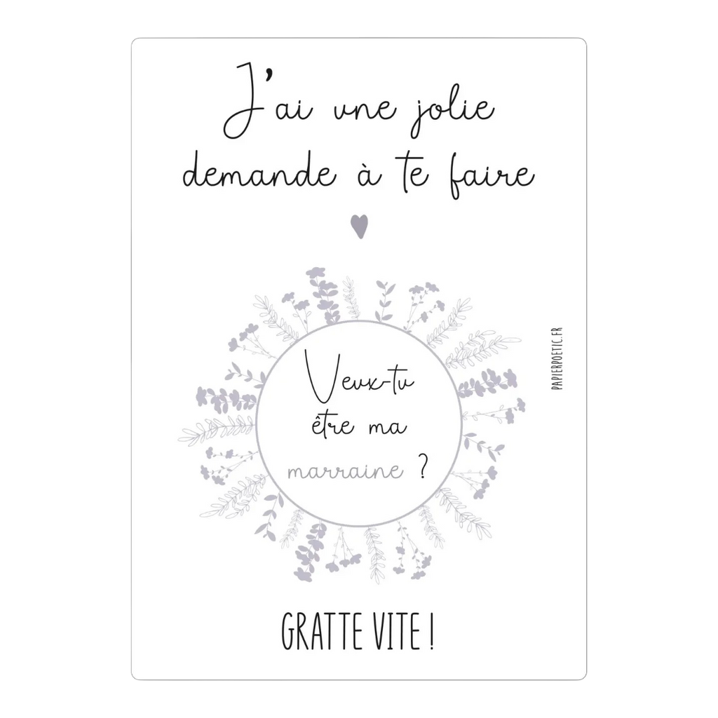 Carte à gratter - Marraine Papier Poetic
