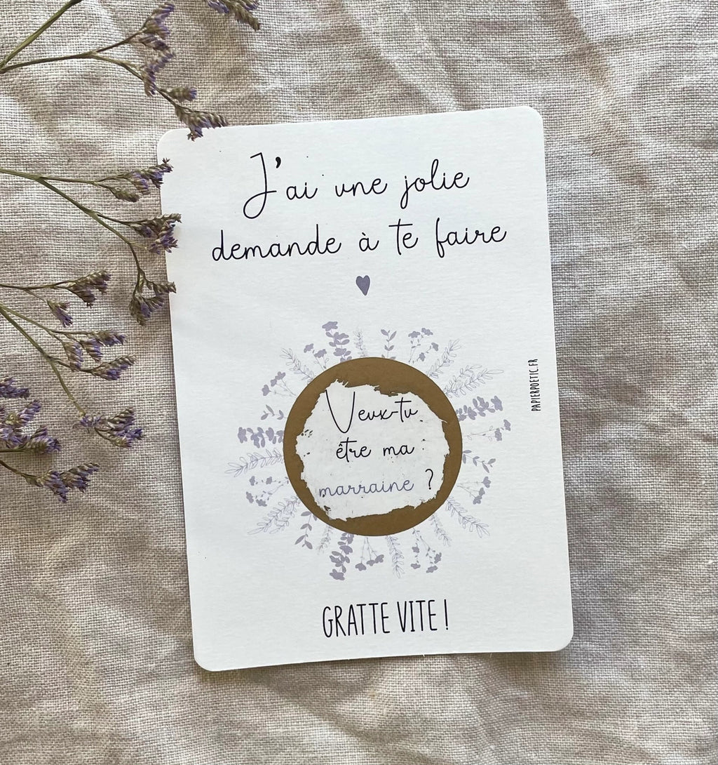 Carte à gratter "Marraine" Papier Poetic