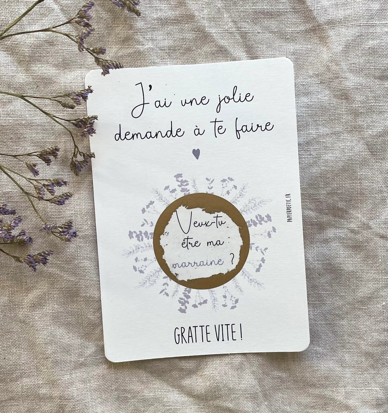 Carte à gratter "Marraine" Papier Poetic