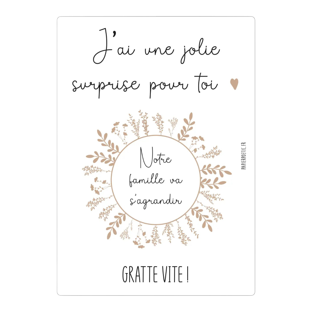 Carte à gratter - Notre famille va s'agrandir Papier Poetic