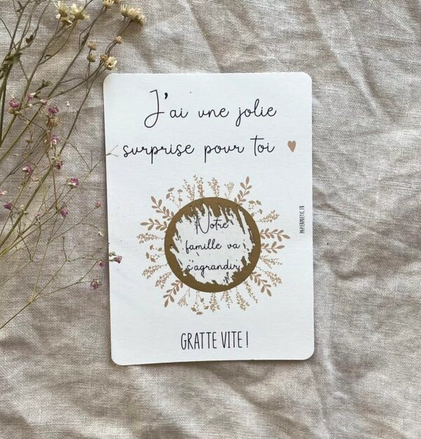 Carte à gratter "Notre famille va s'agrandir" Papier Poetic