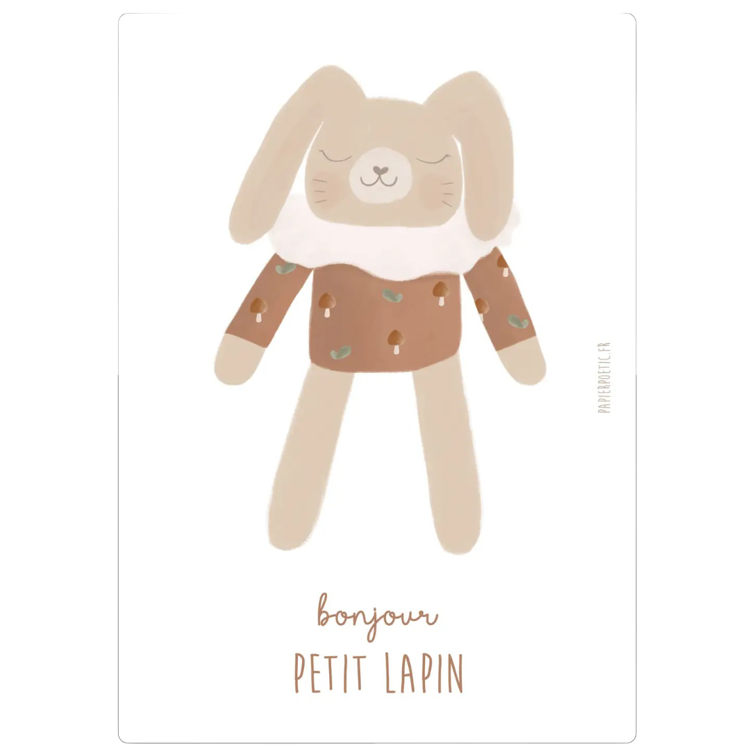 Carte - Doudou Lapin Papier Poetic