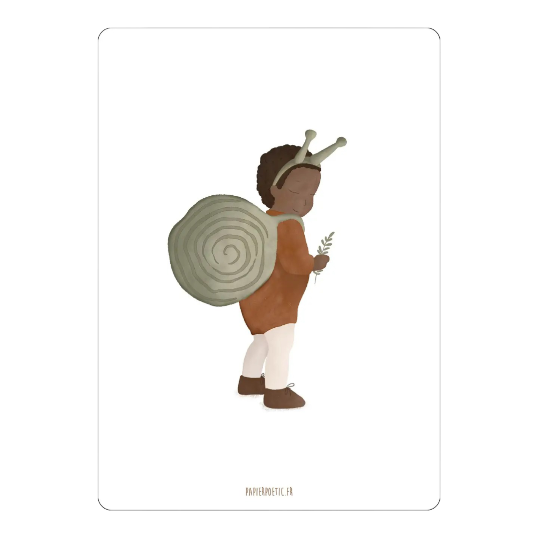 Carte - Enfant escargot Papier Poetic