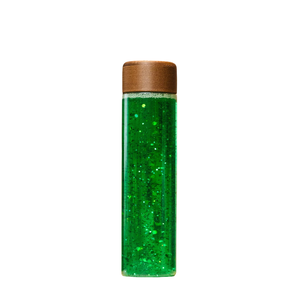 Bouteille sensorielle - Paillettes - Verte Ma petite malle d'éveil