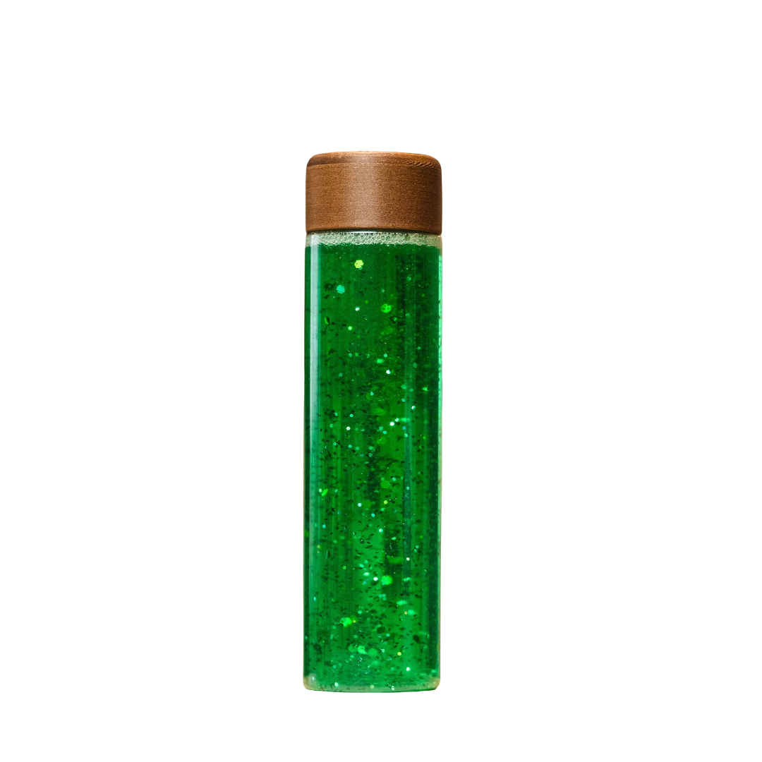 Bouteille sensorielle - Paillettes - Verte Ma petite malle d'éveil