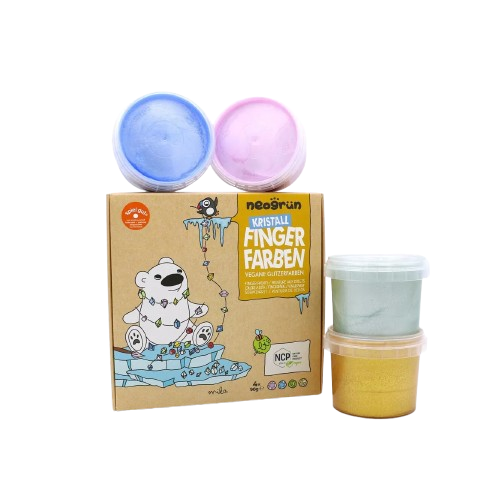 Coffret peinture aux doigts naturelle pailletée - Mika Neogrün